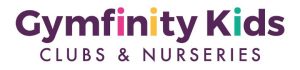 The brightly coloured gymfinity kids club logo